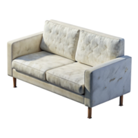 dramatic minimalist Minimalist White Sofa Side View Transparent Background genuine png