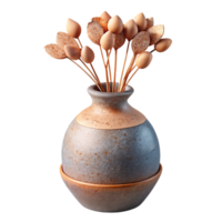 impressive creative Modern Ceramic Vase with Dried Flowers Isolated authentic png