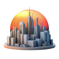 serene modern Modern City Skyline at Sunset Isolated professional png