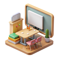 extraordinary minimalist Modern Classroom with Interactive Whiteboard Transparent Background high resolution png