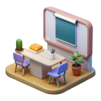 impressive minimalist Modern Classroom with Interactive Whiteboard Transparent Background high resolution png