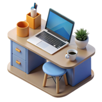 elegant traditional Modern Desk Setup with Laptop and Coffee Mug Transparent Cutout exclusive png