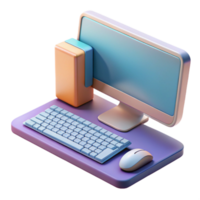 extraordinary classic Modern Desktop Computer with Keyboard and Mouse Transparent Background high quality png