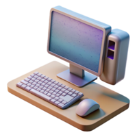 serene contemporary Modern Desktop Computer with Keyboard and Mouse Transparent Background authentic png