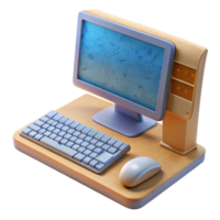 vibrant minimalist Modern Desktop Computer with Keyboard and Mouse Transparent Background genuine png