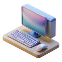 impressive rustic Modern Desktop Computer with Keyboard and Mouse Transparent Background premium png