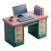elegant classic Modern Desk with Drawers and Keyboard Isolated Element high resolution png
