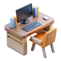extraordinary rustic Modern Desk with Computer and Keyboard Isolated genuine png