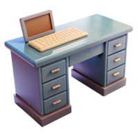 wonderful classic Modern Desk with Drawers and Keyboard Isolated Element high quality png