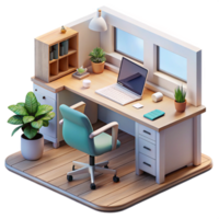 extraordinary creative Modern Home Office with Desk and Chair Transparent Background high quality png
