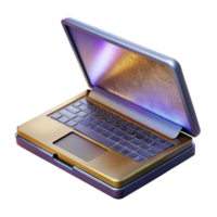 impressive abstract Modern Laptop with Open Lid Side View Transparent high quality png