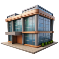 vibrant minimalist Modern Office Building Front View Transparent Background authentic png