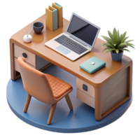 serene rustic Modern Office Desk with Stationery Transparent Background authentic png