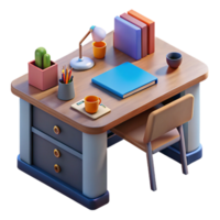 impressive rustic Modern Office Desk with Stationery Transparent Background authentic png