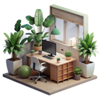impressive abstract Modern Office Interior with Plants Cutout Element high quality png