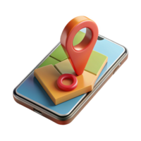 magnificent abstract Modern Smartphone with Map App Perspective View Cutout detailed png