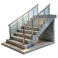 vibrant classic Modern Staircase with Metal Railing Transparent Background high quality png