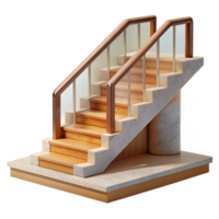 beautiful rustic Modern Staircase with Wooden Railing Transparent genuine png