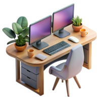 magnificent rustic Modern Workspace with Dual Monitors original png