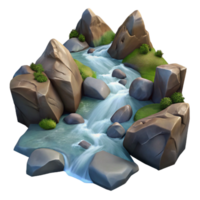 wonderful abstract Mountain Stream Flowing Over Rocks Transparent Background high resolution png
