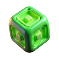 deslumbrante tradicional néon verde dados topo Visão transparente fundo Prêmio png