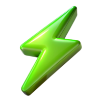 serene creative Neon Green Lightning Bolt Isolated on Transparent Background premium png