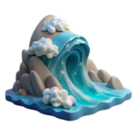 vibrant minimalist Ocean Waves Crashing on Shore Transparent Background high resolution png