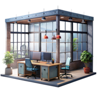 extraordinary abstract Office Interior with Large Windows Transparent Background authentic png