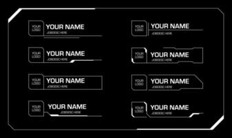 Futuristic Lower Third White Line with Logo Space. Cyberpunk Elements Collection in Black Background. vector