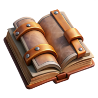 elegant modern Open Book Antique Leather Bound Cutout on Transparent Background high resolution png