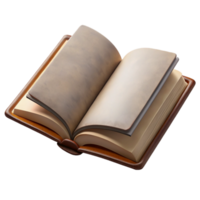 beautiful rustic Open Book with Blank Pages Isolated Element detailed png