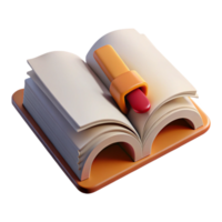 serene artistic Open Book with Bookmark Front View Transparent Background original png