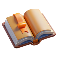 impressive vintage Open Book with Bookmark Front View Transparent Background high resolution png