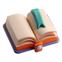 impressive abstract Open Book with Bookmark Front View Transparent Background high quality png
