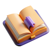 elegant minimalist Open Book with Bookmark Front View Transparent Background high quality png