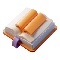impressive rustic Open Book with Bookmark Front View Transparent Background professional png