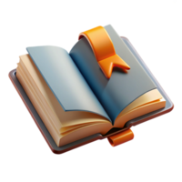 impressive modern Open Book with Bookmark Front View Transparent Background high quality png