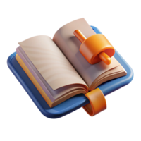 serene minimalist Open Book with Bookmark Front View Transparent Background high quality png