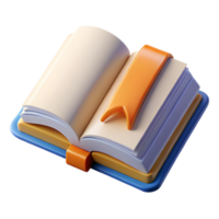 wonderful modern Open Book with Bookmark Front View Transparent Background authentic png