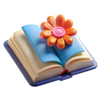 magnificent rustic Open Book with Flower Bookmark Cutout on Transparent Background detailed png