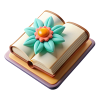 elegant rustic Open Book with Flower Bookmark Cutout on Transparent Background high quality png