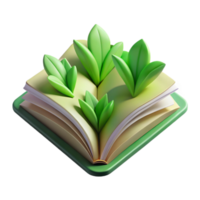 extraordinary abstract Open Book with Green Leaves Transparent Element professional png