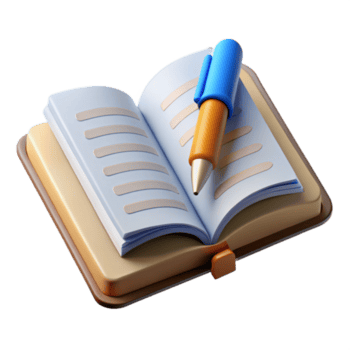 vibrante criativo aberto livro com caneta topo Visão transparente Alto resolução png