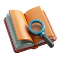 extraordinary artistic Open Book with Magnifying Glass Isolated authentic png