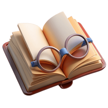 deslumbrante criativo aberto livro com lendo óculos isolado profissional png