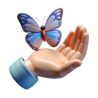 beautiful creative Open Hand with Butterfly Cutout White Background high resolution png