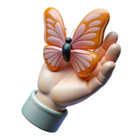 serene vintage Open Hand with Butterfly Cutout White Background authentic png