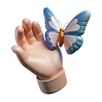 wonderful minimalist Open Hand with Butterfly Cutout White Background genuine png