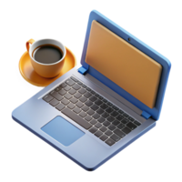stunning artistic Open Laptop with Coffee Mug Top View Cutout high resolution png