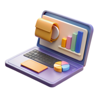 beautiful classic Open Laptop with Presentation Slides Isolated on Transparent Background high quality png